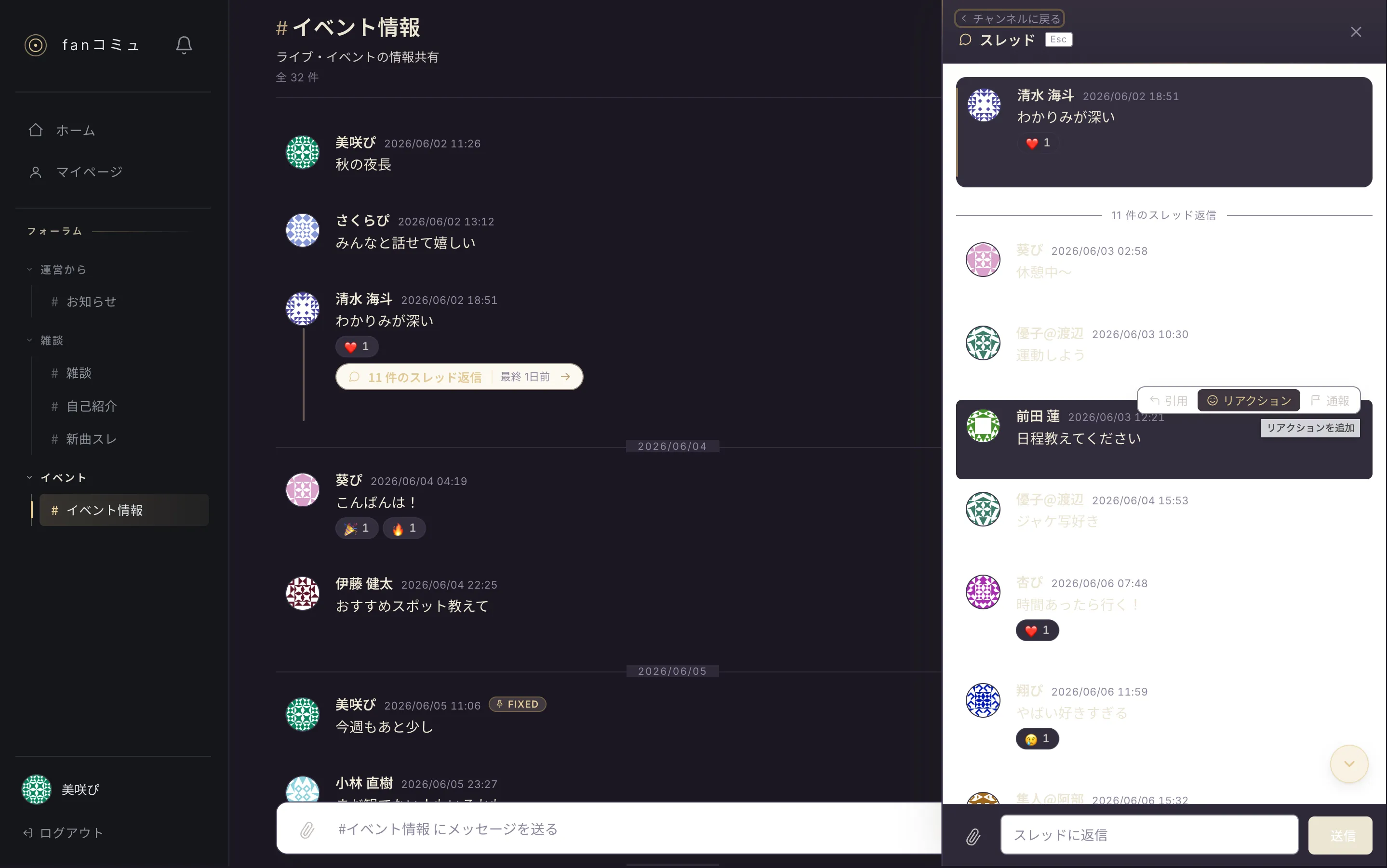 スレッドの賑わい